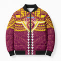 Personalized Brisbane Lions Bomber Puffer Jacket Polynesian Tribal Pattern Heritage Football