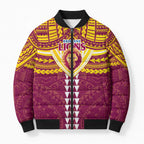 Personalized Brisbane Lions Bomber Puffer Jacket Polynesian Tribal Pattern Heritage Football