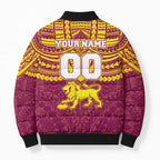 Personalized Brisbane Lions Bomber Puffer Jacket Polynesian Tribal Pattern Heritage Football