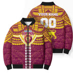 Personalized Brisbane Lions Bomber Puffer Jacket Polynesian Tribal Pattern Heritage Football
