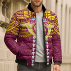 Personalized Brisbane Lions Bomber Puffer Jacket Polynesian Tribal Pattern Heritage Football