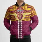 Personalized Brisbane Lions Bomber Puffer Jacket Polynesian Tribal Pattern Heritage Football