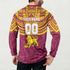 Personalized Brisbane Lions Button Sweatshirt Polynesian Tribal Pattern Heritage Football