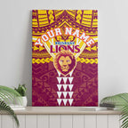 Personalized Brisbane Lions Canvas Wall Art Polynesian Tribal Pattern Heritage Football