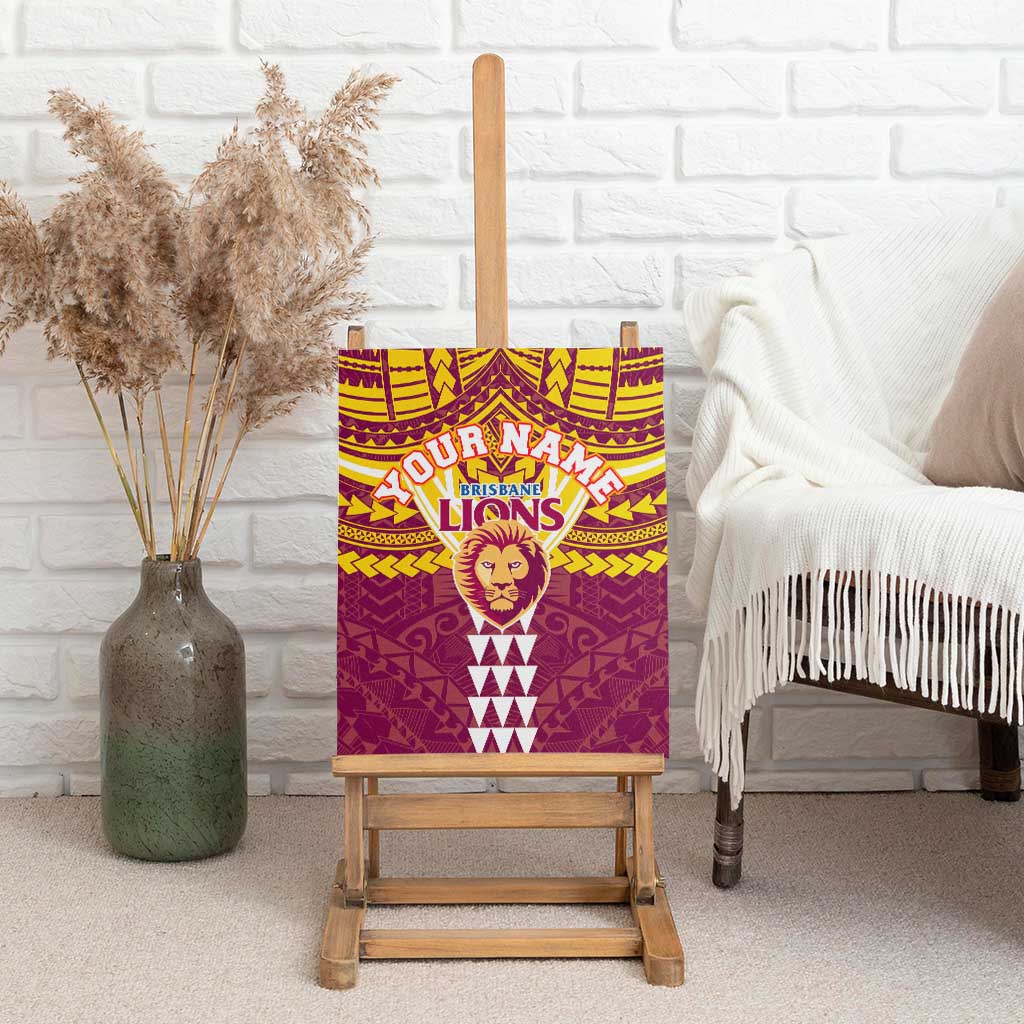 Personalized Brisbane Lions Canvas Wall Art Polynesian Tribal Pattern Heritage Football