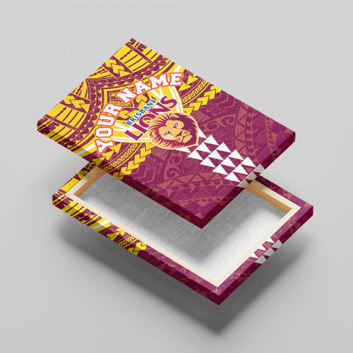 Personalized Brisbane Lions Canvas Wall Art Polynesian Tribal Pattern Heritage Football