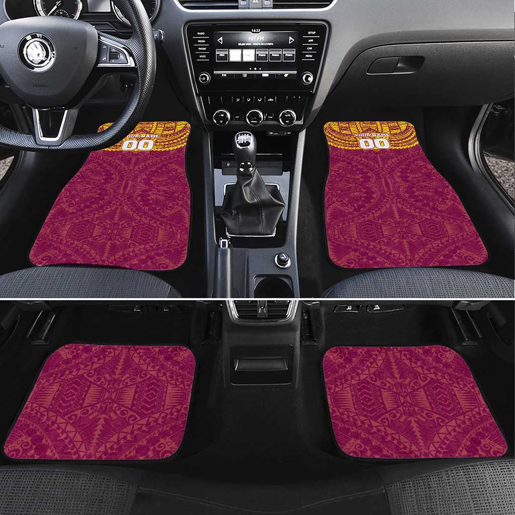 Personalized Brisbane Lions Car Mats Polynesian Tribal Pattern Heritage Football