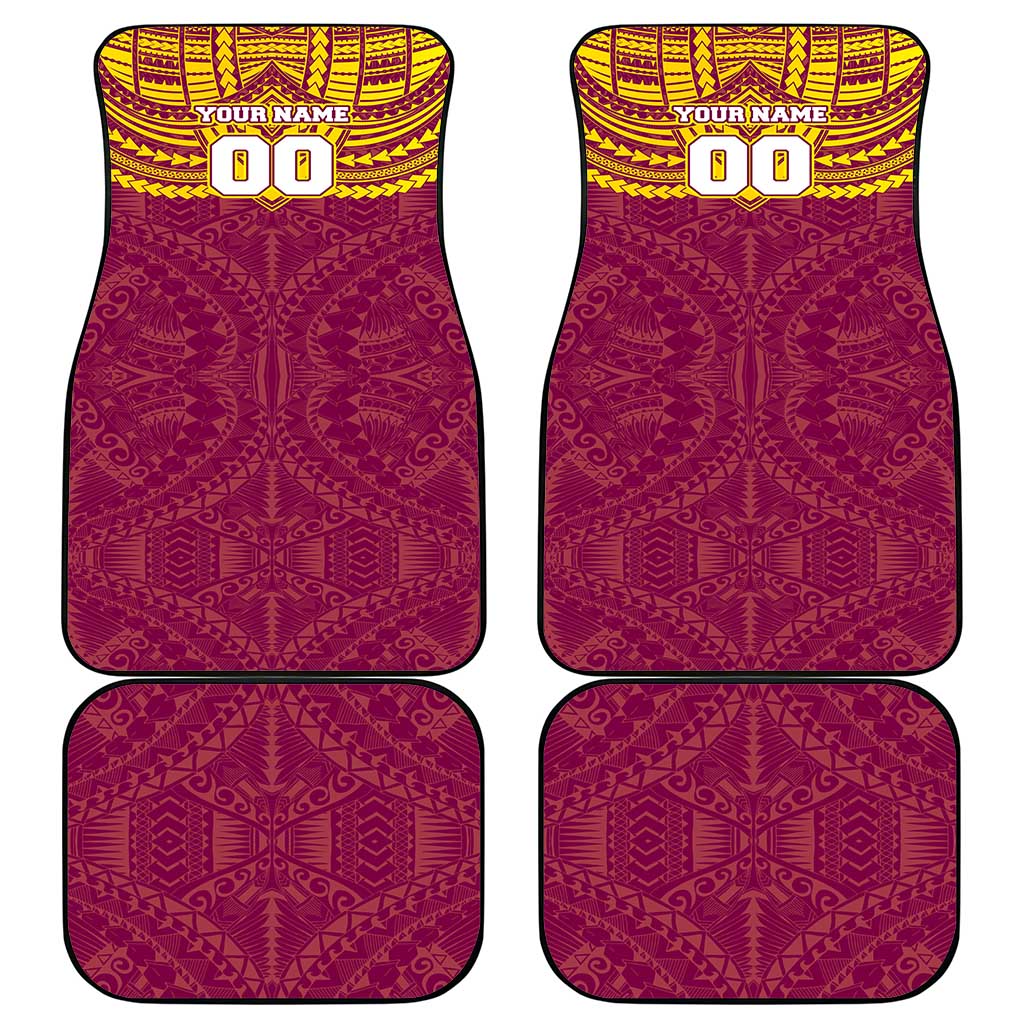 Personalized Brisbane Lions Car Mats Polynesian Tribal Pattern Heritage Football