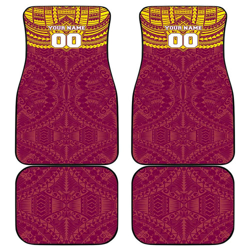 Personalized Brisbane Lions Car Mats Polynesian Tribal Pattern Heritage Football