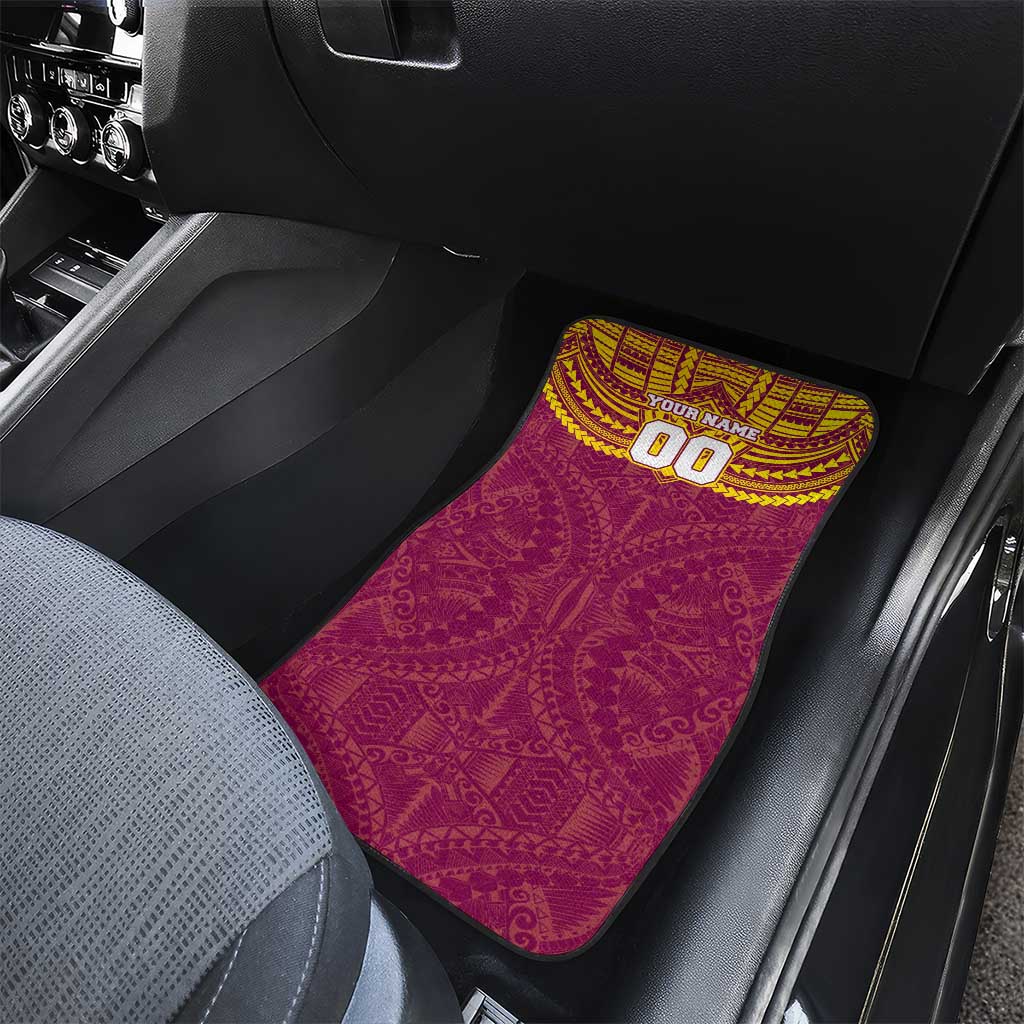Personalized Brisbane Lions Car Mats Polynesian Tribal Pattern Heritage Football