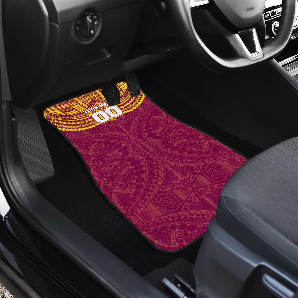 Personalized Brisbane Lions Car Mats Polynesian Tribal Pattern Heritage Football