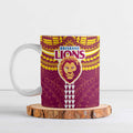 Personalized Brisbane Lions Ceramic Mug Polynesian Tribal Pattern Heritage Football