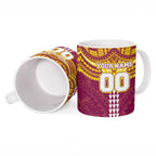 Personalized Brisbane Lions Ceramic Mug Polynesian Tribal Pattern Heritage Football