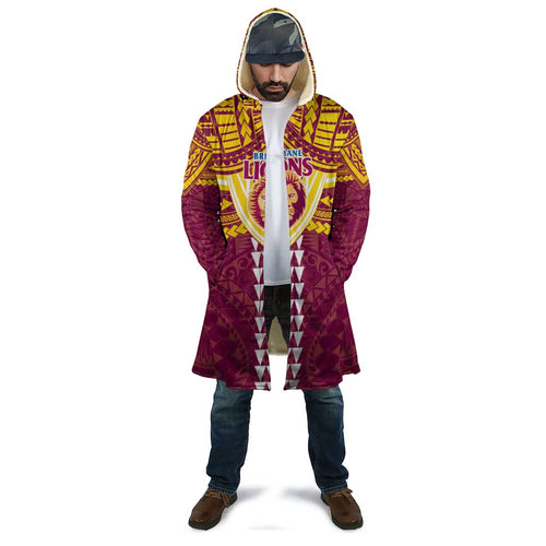 Personalized Brisbane Lions Cloak Polynesian Tribal Pattern Heritage Football