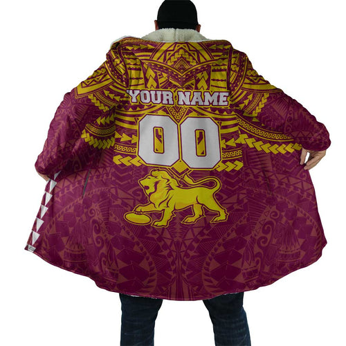 Personalized Brisbane Lions Cloak Polynesian Tribal Pattern Heritage Football
