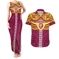 Personalized Brisbane Lions Couples Matching Tank Maxi Dress and Hawaiian Shirt Polynesian Tribal Pattern Heritage Football