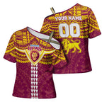 Personalized Brisbane Lions Cross Shoulder Shirt Polynesian Tribal Pattern Heritage Football