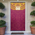 Personalized Brisbane Lions Door Cover Polynesian Tribal Pattern Heritage Football