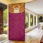 Personalized Brisbane Lions Door Cover Polynesian Tribal Pattern Heritage Football