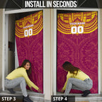 Personalized Brisbane Lions Door Cover Polynesian Tribal Pattern Heritage Football