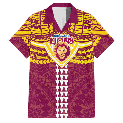 Personalized Brisbane Lions Family Matching Mermaid Dress and Hawaiian Shirt Polynesian Tribal Pattern Heritage Football