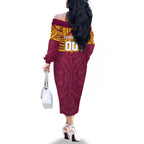 Personalized Brisbane Lions Family Matching Off The Shoulder Long Sleeve Dress and Hawaiian Shirt Polynesian Tribal Pattern Heritage Football