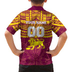 Personalized Brisbane Lions Family Matching Off Shoulder Maxi Dress and Hawaiian Shirt Polynesian Tribal Pattern Heritage Football