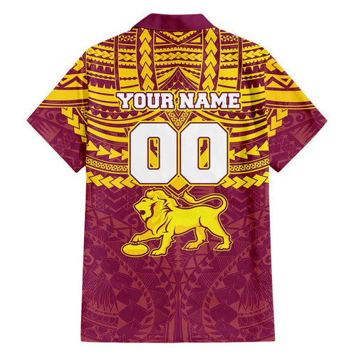 Personalized Brisbane Lions Family Matching Off Shoulder Maxi Dress and Hawaiian Shirt Polynesian Tribal Pattern Heritage Football