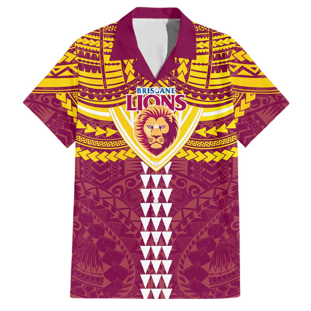 Personalized Brisbane Lions Family Matching Off Shoulder Short Dress and Hawaiian Shirt Polynesian Tribal Pattern Heritage Football