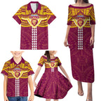 Personalized Brisbane Lions Family Matching Puletasi and Hawaiian Shirt Polynesian Tribal Pattern Heritage Football
