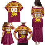 Personalized Brisbane Lions Family Matching Puletasi and Hawaiian Shirt Polynesian Tribal Pattern Heritage Football