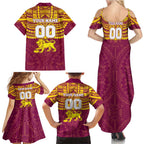 Personalized Brisbane Lions Family Matching Summer Maxi Dress and Hawaiian Shirt Polynesian Tribal Pattern Heritage Football