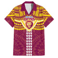 Personalized Brisbane Lions Family Matching Summer Maxi Dress and Hawaiian Shirt Polynesian Tribal Pattern Heritage Football