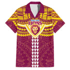 Personalized Brisbane Lions Family Matching Summer Maxi Dress and Hawaiian Shirt Polynesian Tribal Pattern Heritage Football
