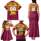 Personalized Brisbane Lions Family Matching Tank Maxi Dress and Hawaiian Shirt Polynesian Tribal Pattern Heritage Football