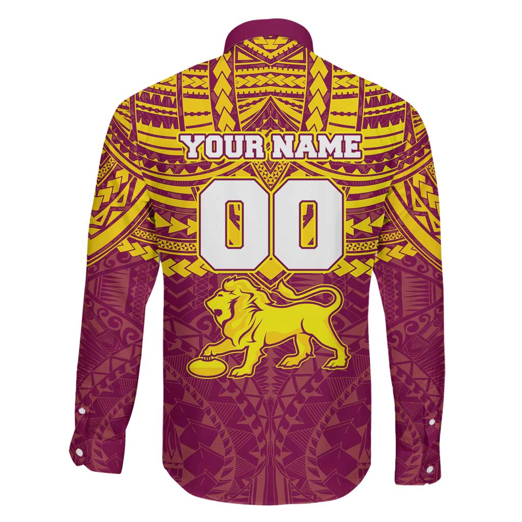 Personalized Brisbane Lions Family Matching Tank Maxi Dress and Hawaiian Shirt Polynesian Tribal Pattern Heritage Football