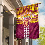 Personalized Brisbane Lions Garden Flag Polynesian Tribal Pattern Heritage Football