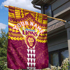 Personalized Brisbane Lions Garden Flag Polynesian Tribal Pattern Heritage Football