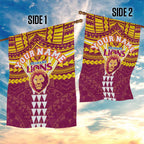 Personalized Brisbane Lions Garden Flag Polynesian Tribal Pattern Heritage Football