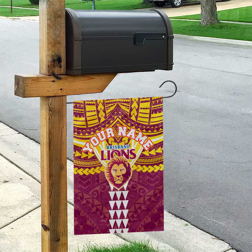 Personalized Brisbane Lions Garden Flag Polynesian Tribal Pattern Heritage Football
