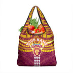 Personalized Brisbane Lions Grocery Bag Polynesian Tribal Pattern Heritage Football