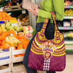 Personalized Brisbane Lions Grocery Bag Polynesian Tribal Pattern Heritage Football