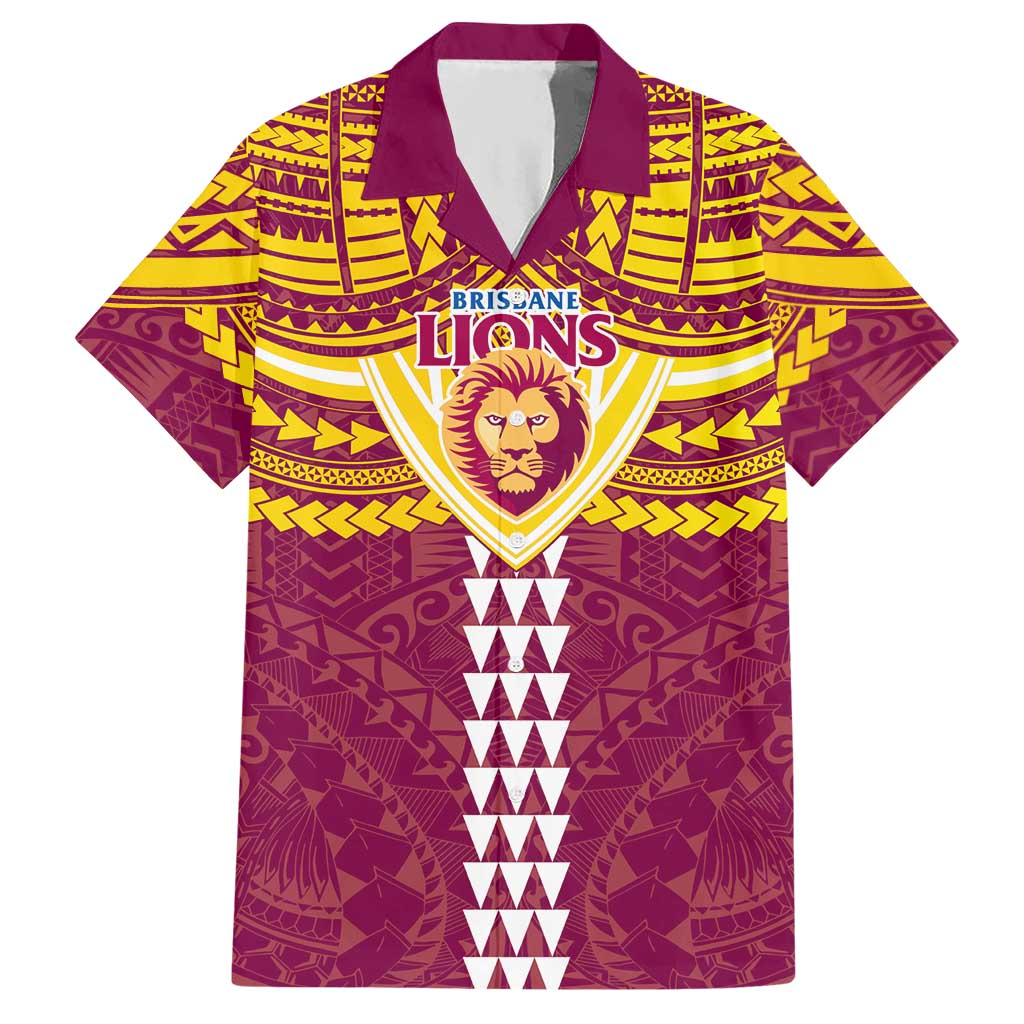 Personalized Brisbane Lions Hawaiian Shirt Polynesian Tribal Pattern Heritage Football