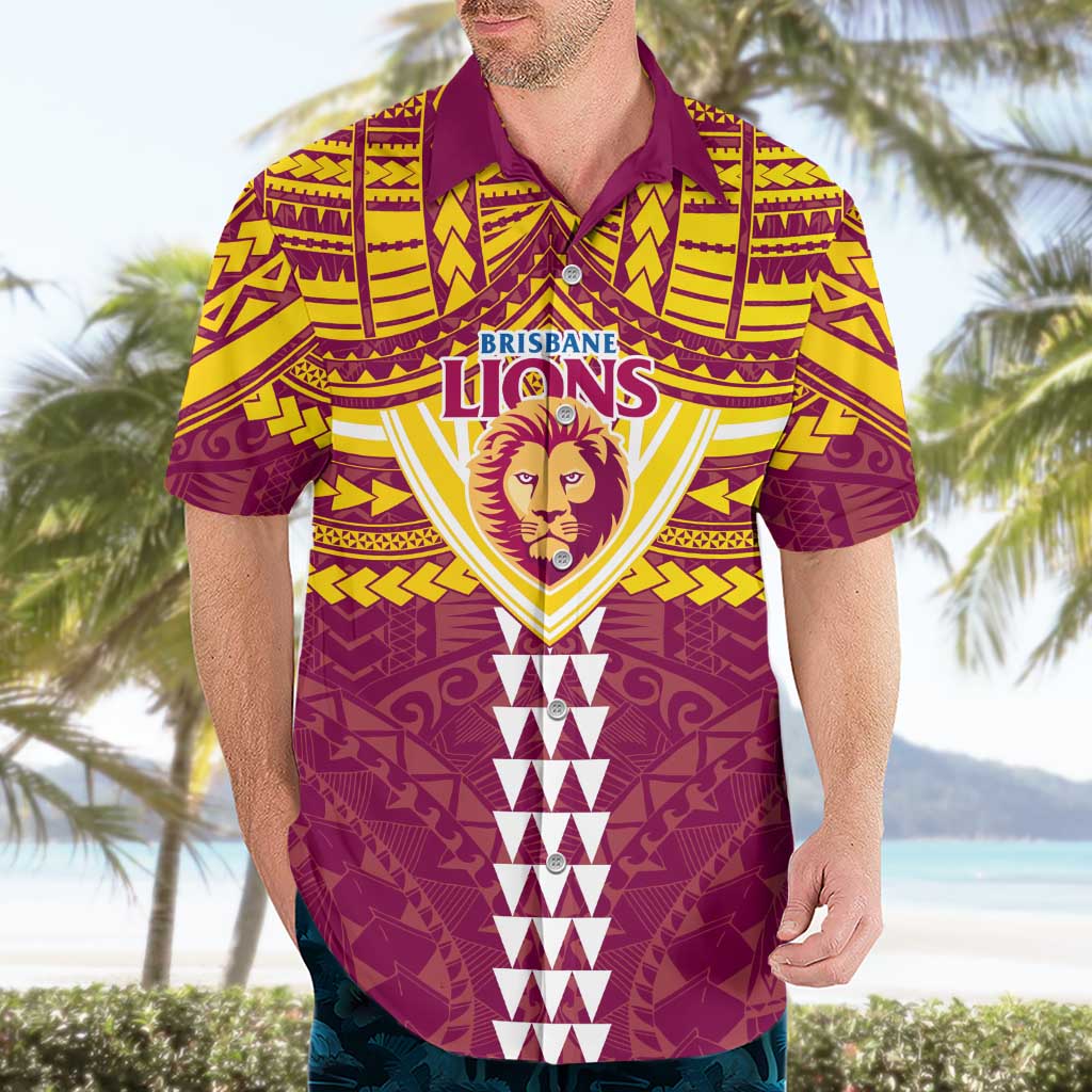 Personalized Brisbane Lions Hawaiian Shirt Polynesian Tribal Pattern Heritage Football
