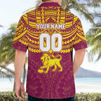 Personalized Brisbane Lions Hawaiian Shirt Polynesian Tribal Pattern Heritage Football