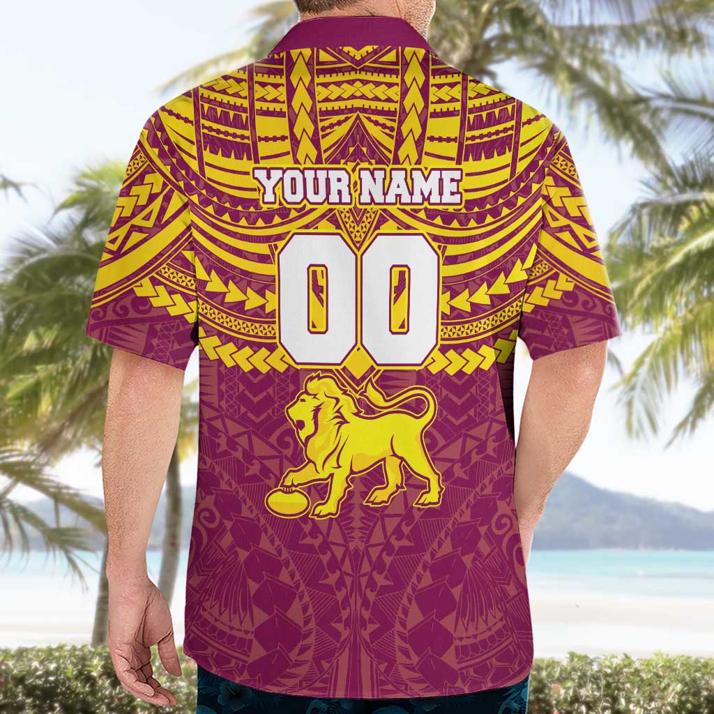 Personalized Brisbane Lions Hawaiian Shirt Polynesian Tribal Pattern Heritage Football