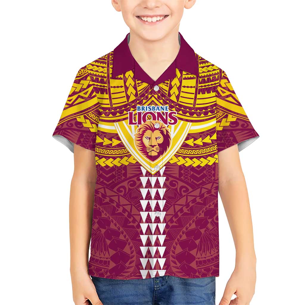 Personalized Brisbane Lions Hawaiian Shirt Polynesian Tribal Pattern Heritage Football