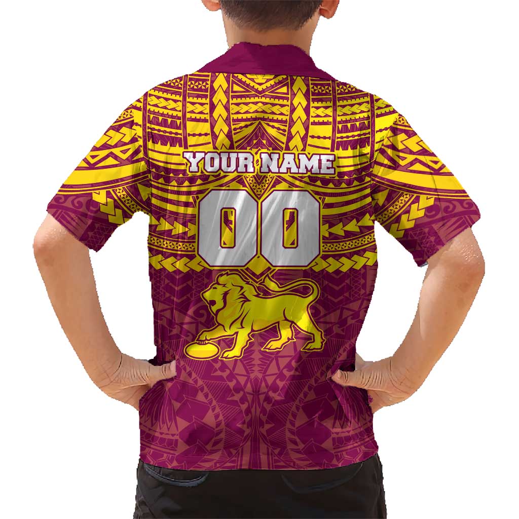 Personalized Brisbane Lions Hawaiian Shirt Polynesian Tribal Pattern Heritage Football