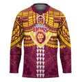 Personalized Brisbane Lions Hockey Jersey Polynesian Tribal Pattern Heritage Football