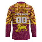Personalized Brisbane Lions Hockey Jersey Polynesian Tribal Pattern Heritage Football